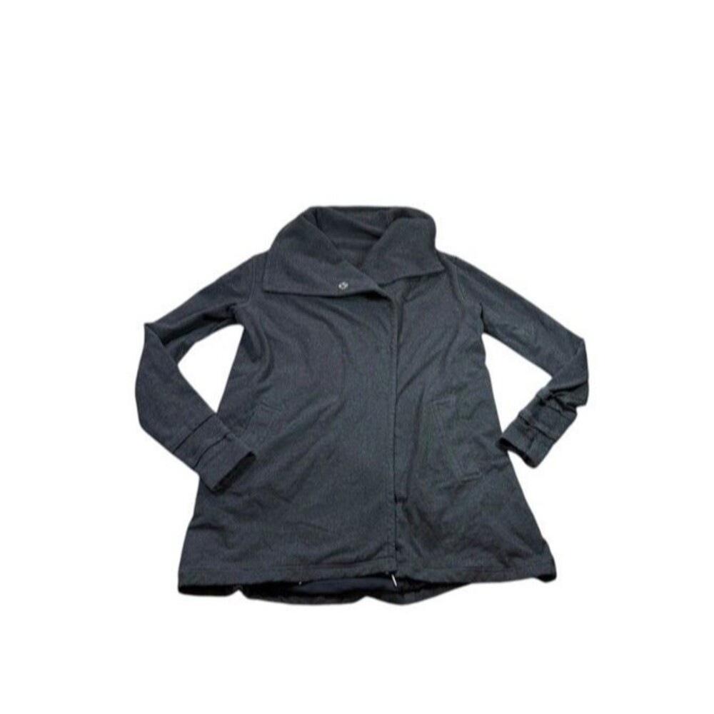 Lululemon Gratitude Wrap Womens Size 12 Gray Double Snap Coat Cardigan Jacket